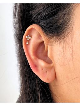 Boldiful - Pear Drop Helix 18k Gold Vermeil Earstuds 5A Cubic Zirconia Earring