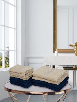 KOPA - 12Pc Quick Dry 100% Cotton Soft Terry Towel -4Pc Hand, 8Pc Face D'Ross Solid-Multi