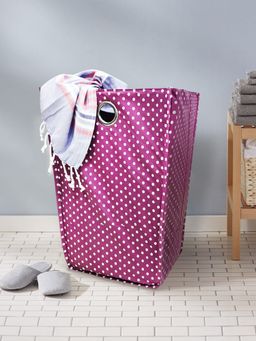 BIANCA - Waterproof Folding Laundry Basket 1pc Polka Dots Purple