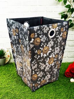 BIANCA - Waterproof Folding Laundry Basket 1pc Floral Black Silver