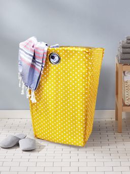 BIANCA - Waterproof Folding Laundry Basket 1pc Polka Dot Yellow