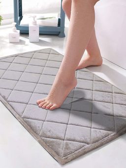 BIANCA - Memory Foam Anti Slip Bath Mat 1pc Tiles Grey (M)