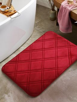 BIANCA - Memory Foam Anti Slip Bath Mat 1pc Feeling Square Burgundy (M)