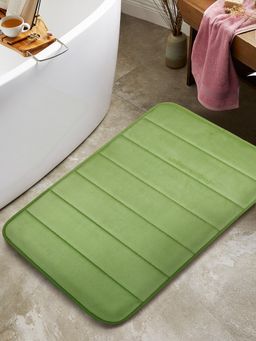 BIANCA - Memory Foam Anti Slip Bath Mat 1pc Stripes Sage (M)