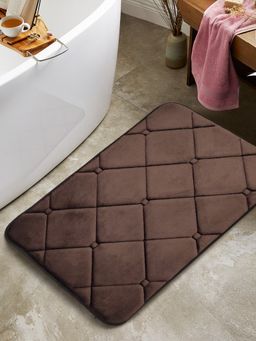 BIANCA - Memory Foam Anti Slip Bath Mat 1pc Tailes Check Chocolate (M)