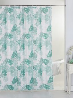 BIANCA - Waterproof Shower Curtain with Hooks 1pc Nature Mint White