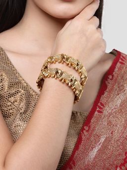 Karatcart - Gold Plated Set Of 2 Elephant Design Bangle For Women