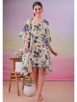 LABEL AARNA - Dreamy Multicoloured Oasis Muslin Cotton Short Kaftan Dress