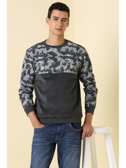 Allen Solly - Men Grey Crew Neck Full Sleeves Casual Sweatshirt