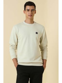 Allen Solly - Men Beige Crew Neck Full Sleeves Casual Sweatshirt