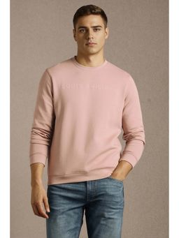 Louis Philippe - Men Casual Pink Solid/Plain Print Sweatshirt