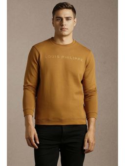 Louis Philippe - Men Casual Brown Solid/Plain Print Sweatshirt