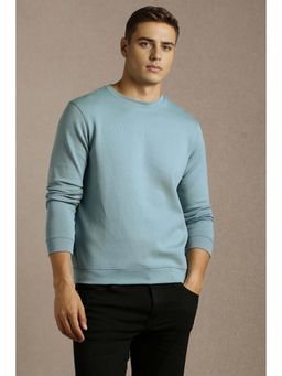 Louis Philippe - Men Casual Light Blue Solid/Plain Print Sweatshirt
