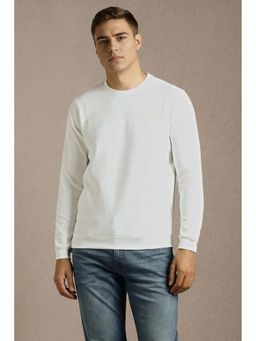 Louis Philippe - Men Casual White Solid/Plain Print Sweatshirt
