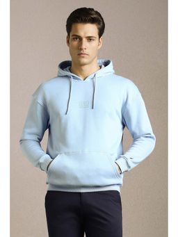 Louis Philippe - Men Casual Light Blue Solid Hoodie