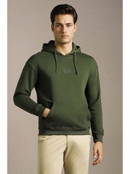 Louis Philippe - Men Casual Olive Solid Hoodie