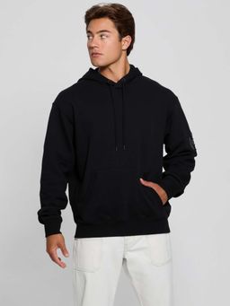Guess - Jet Black Hooded Embroidered Hoodie