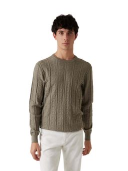Guess - Men Textured Round Neck Full Sleeves Knit Sweater