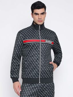 Guess - Korbin Full Zip Double Knit 4G Apo Jet Black Regular Fit Sweatshirt