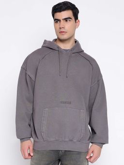 Guess - Lasi Organic Heavy Cotton Terry Seagull Grey Solid Hoodie