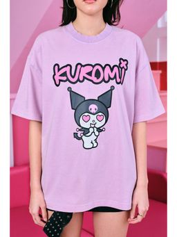 Bonkers Corner - Purple Kuromi Trouble Faded Lilac Oversized T-shirt