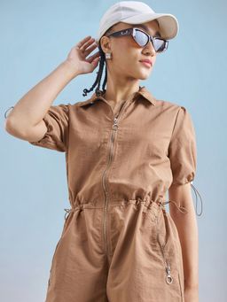 TOKYO TALKIES - Women Brown Nylon Solid Jumpsuit