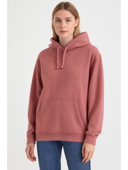 NOBARR - Peach Women Solid Pullover Hoodie