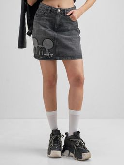 TOKYO TALKIES - Women Grey Solid Straight Skirt With Belt