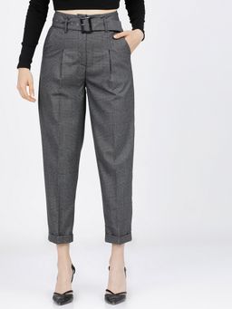 TOKYO TALKIES - Women Grey Pleated Pant With Belt