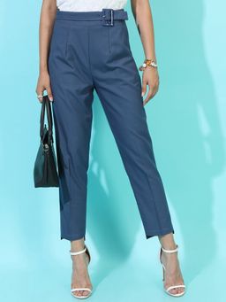TOKYO TALKIES - Women Blue Ankle Length Pant With Belt