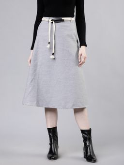 TOKYO TALKIES - Women Grey Solid A-Line Midi Skirt