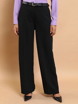 TOKYO TALKIES - Women Black Straight Parallel Pant