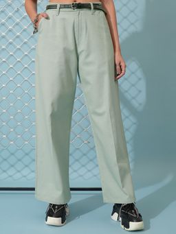 TOKYO TALKIES - Women Pale Aqua Loose Wide Pant