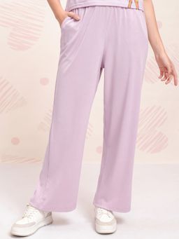 TOKYO TALKIES - Women Purple Lilac Solid Straight Fit Pant