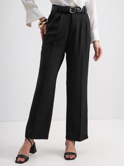 TOKYO TALKIES - Women Black Woven Formal Trouser