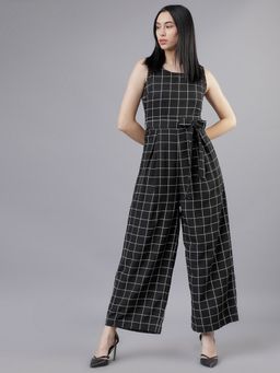 TOKYO TALKIES - Women Multi-Color Polyester Checks Jumpsuit with Belt
