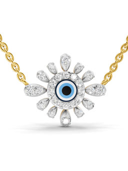 SPARQ - Lab Grown Diamond 0.52Ct 925 Sterling Silver Gold Plated Evil Eye Petal Design Necklace