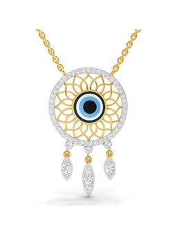 SPARQ - Lab Grown Diamond 0.93Ct 925 Sterling Silver Gold Plated Evil Eye Dreamcatcher Necklace