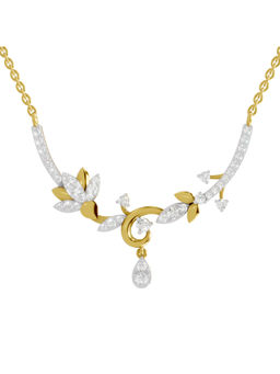 SPARQ - Lab Grown Diamond 0.85Ct 925 Sterling Silver Gold Plated Floral Vine Teardrop Necklace