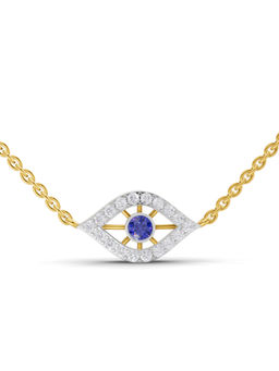 SPARQ - Lab Grown Diamond 0.32Ct 925 Sterling Silver Gold Plated Evil Eye & Sapphire Necklace