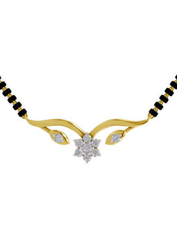 SPARQ - Lab Grown Diamond 0.21Ct 925 Sterling Silver Gold Plated Floral Design Mangalsutra