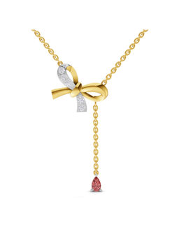 SPARQ - Lab Grown Diamond 0.22Ct 925 Sterling Silver Gold Plated Bow Tie Lariat Necklace