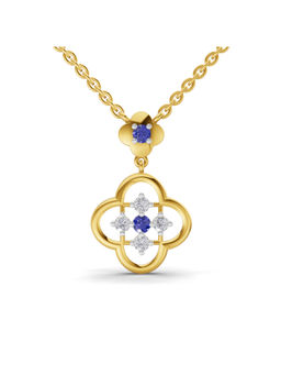 SPARQ - Lab Grown Diamond 0.18Ct 925 Sterling Silver Gold Plated Clover & Sapphire Necklace