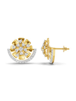 SPARQ - Lab Grown Diamond 0.69Ct 925 Sterling Silver Gold Plated Half-Circle Floral Stud Earrings