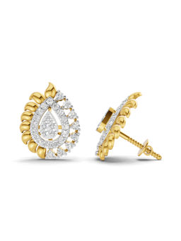 SPARQ - Lab Grown Diamond 0.6Ct 925 Sterling Silver Gold Plated Teardrop Pave Leaf Stud Earrings
