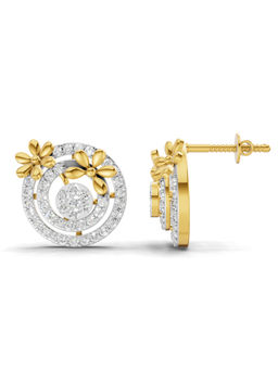 SPARQ - Lab Grown Diamond 1.04Ct 925 Sterling Silver Gold Plated Concentric Circle Stud Earrings