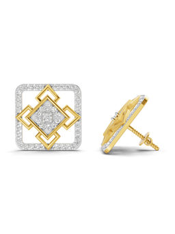 SPARQ - Lab Grown Diamond 0.89Ct 925 Sterling Silver Gold Plated Geometric Square Stud Earrings