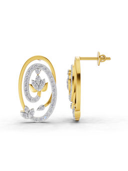 SPARQ - Lab Grown Diamond 0.76Ct 925 Sterling Silver Gold Plated Oval Floral Stud Earrings