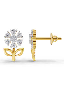 SPARQ - Lab Grown Diamond 0.39Ct 925 Sterling Silver Gold Plated Flower Stud Earrings