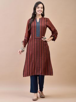 Shree - Maroon Printed Kurta
